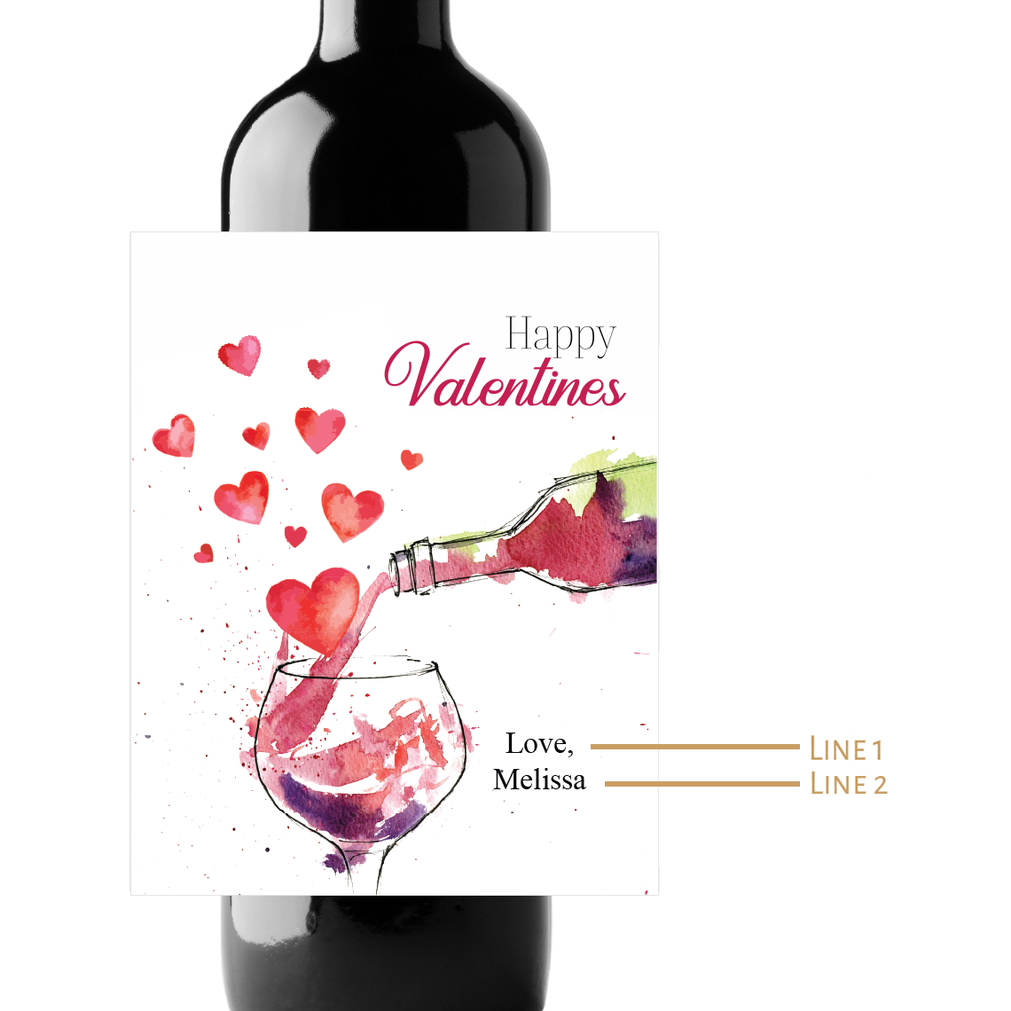 Happy Valentines Custom Personalized Wine Champagne Labels (set of 3)