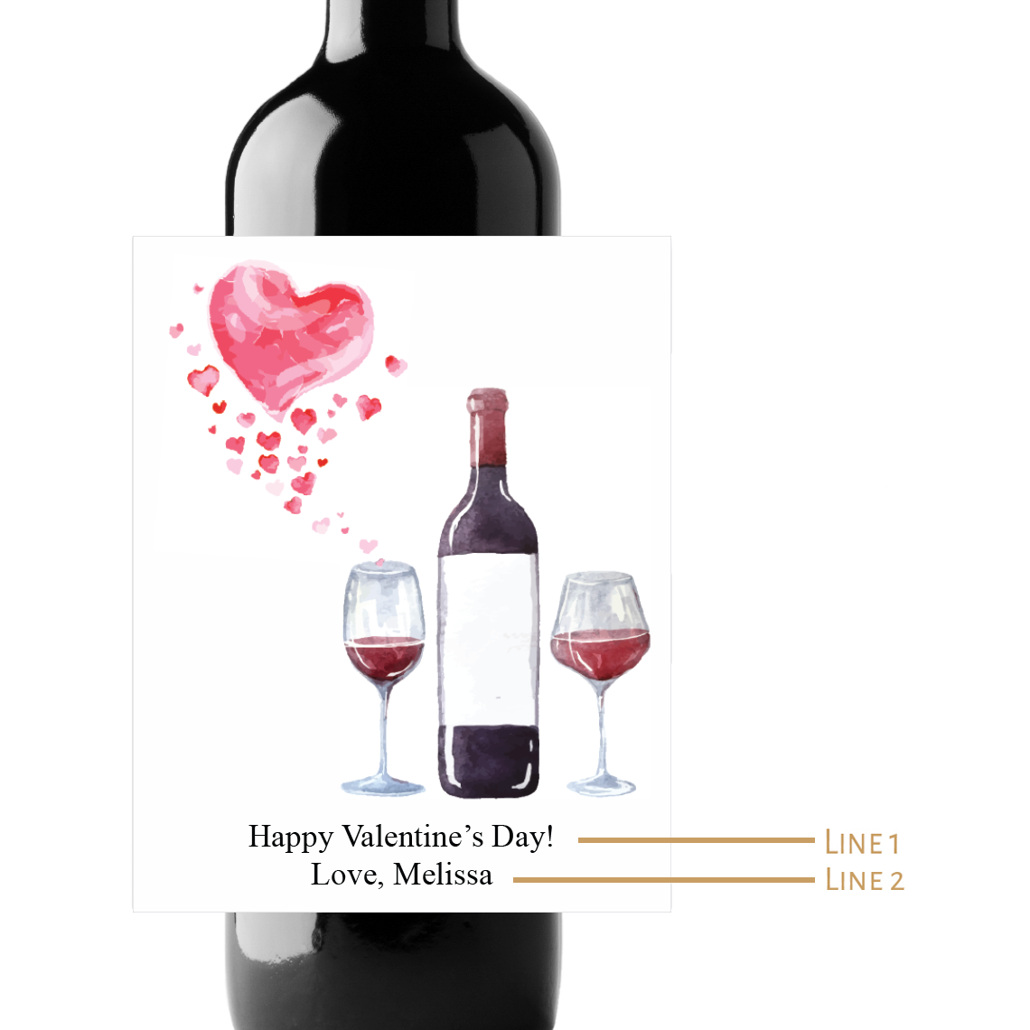 Hearts & Wine Custom Personalized Wine Champagne Labels (set of 3)