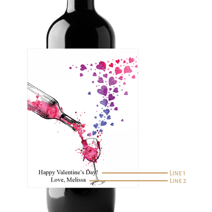 Hearts & Wine Gradient Custom Personalized Wine Champagne Labels (set of 3)