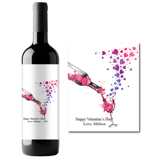 Hearts & Wine Gradient Custom Personalized Wine Champagne Labels (set of 3)