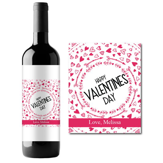 Hearts & Arrows Valentine's Day Custom Personalized Wine Champagne Labels (set of 3)