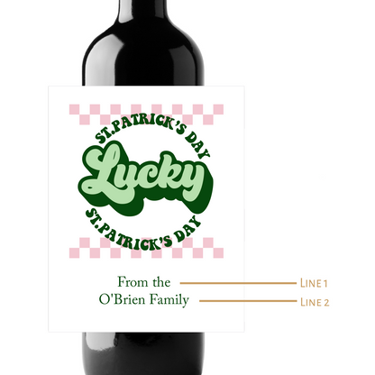 St. Patrick's Day Lucky Custom Personalized Wine Champagne Labels (set of 3)