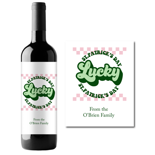 St. Patrick's Day Lucky Custom Personalized Wine Champagne Labels (set of 3)