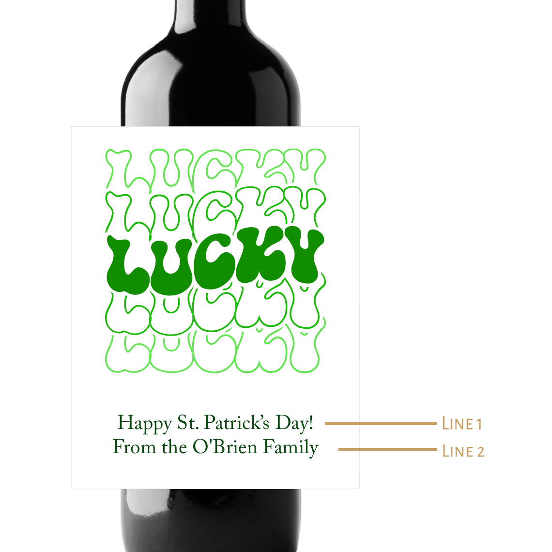 Lucky Custom Personalized Wine Champagne Labels (set of 3)