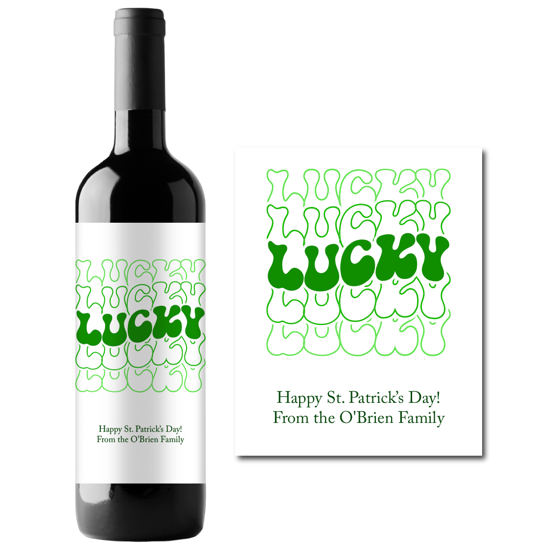 Lucky Custom Personalized Wine Champagne Labels (set of 3)