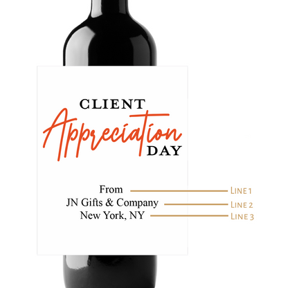 Client Appreciation Day Custom Personalized Wine Champagne Labels (set of 3)