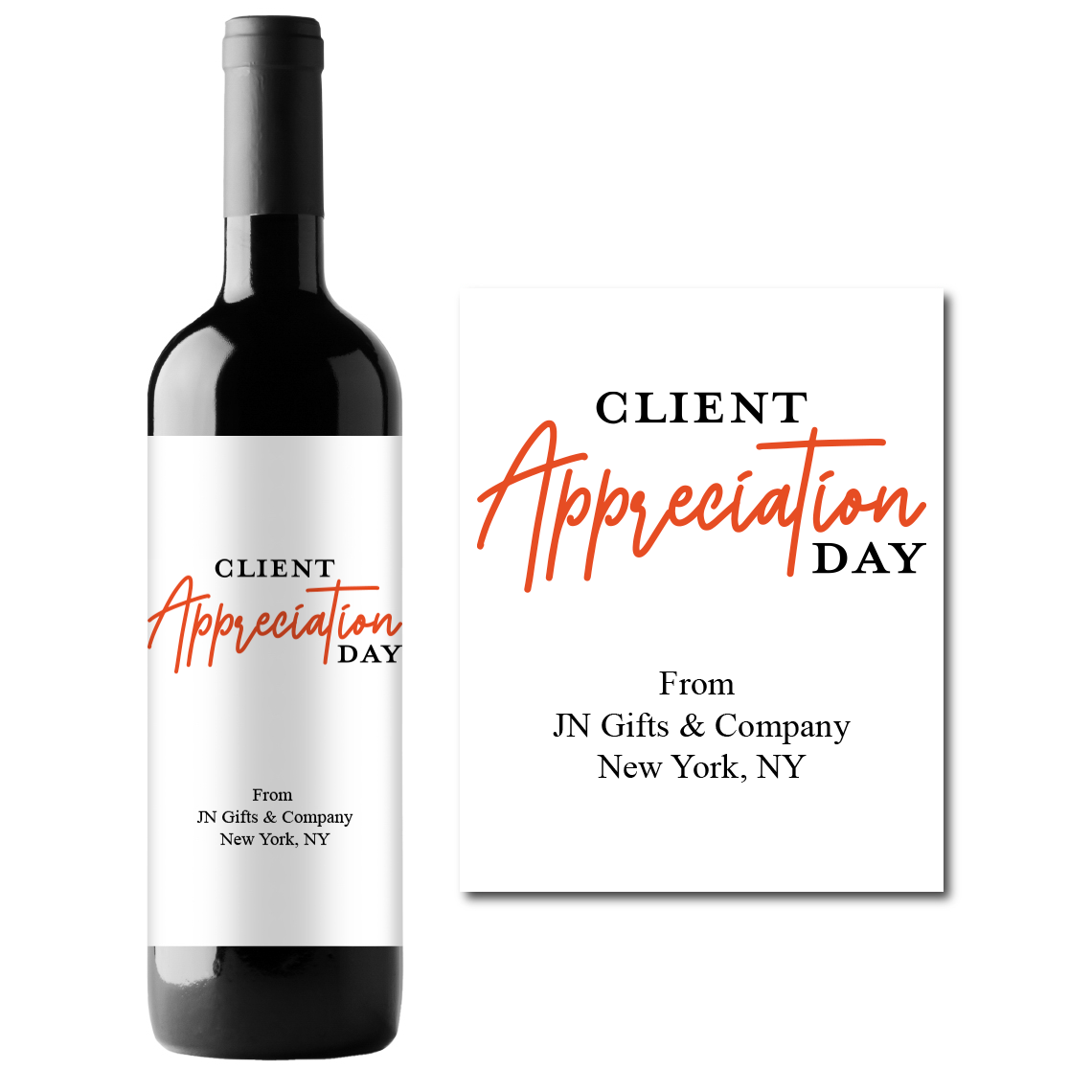 Client Appreciation Day Custom Personalized Wine Champagne Labels (set of 3)