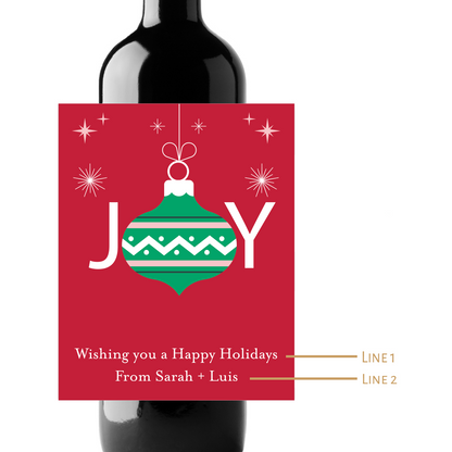 JOY Holidays Custom Personalized Wine Champagne Labels (set of 3)
