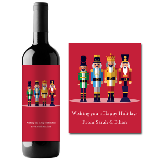 Soldier Nutcrackers Holiday Custom Personalized Wine Champagne Labels (set of 3)
