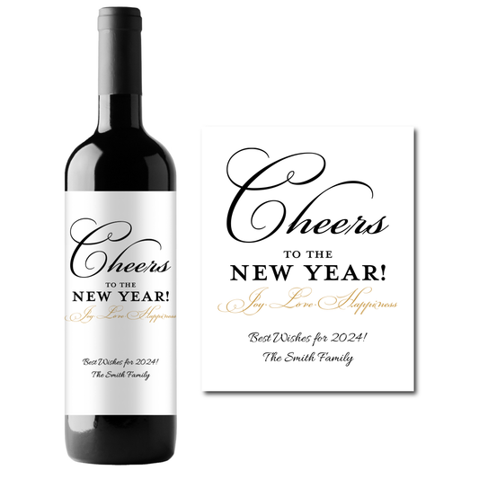 Cheers to the New Year Custom Personalized Wine Champagne Labels (set of 3)