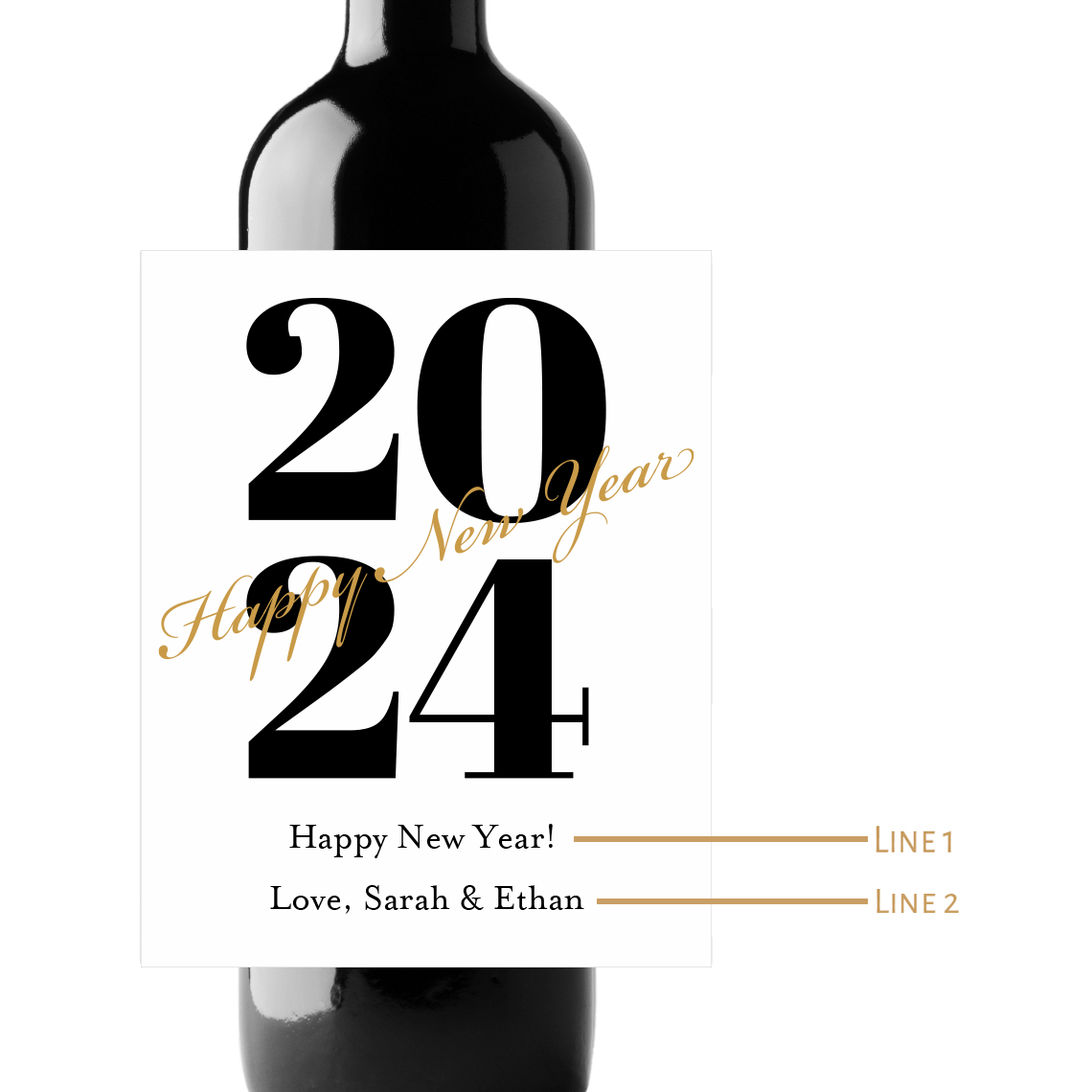 Happy New Year! Custom Personalized Wine Champagne Labels (set of 3)