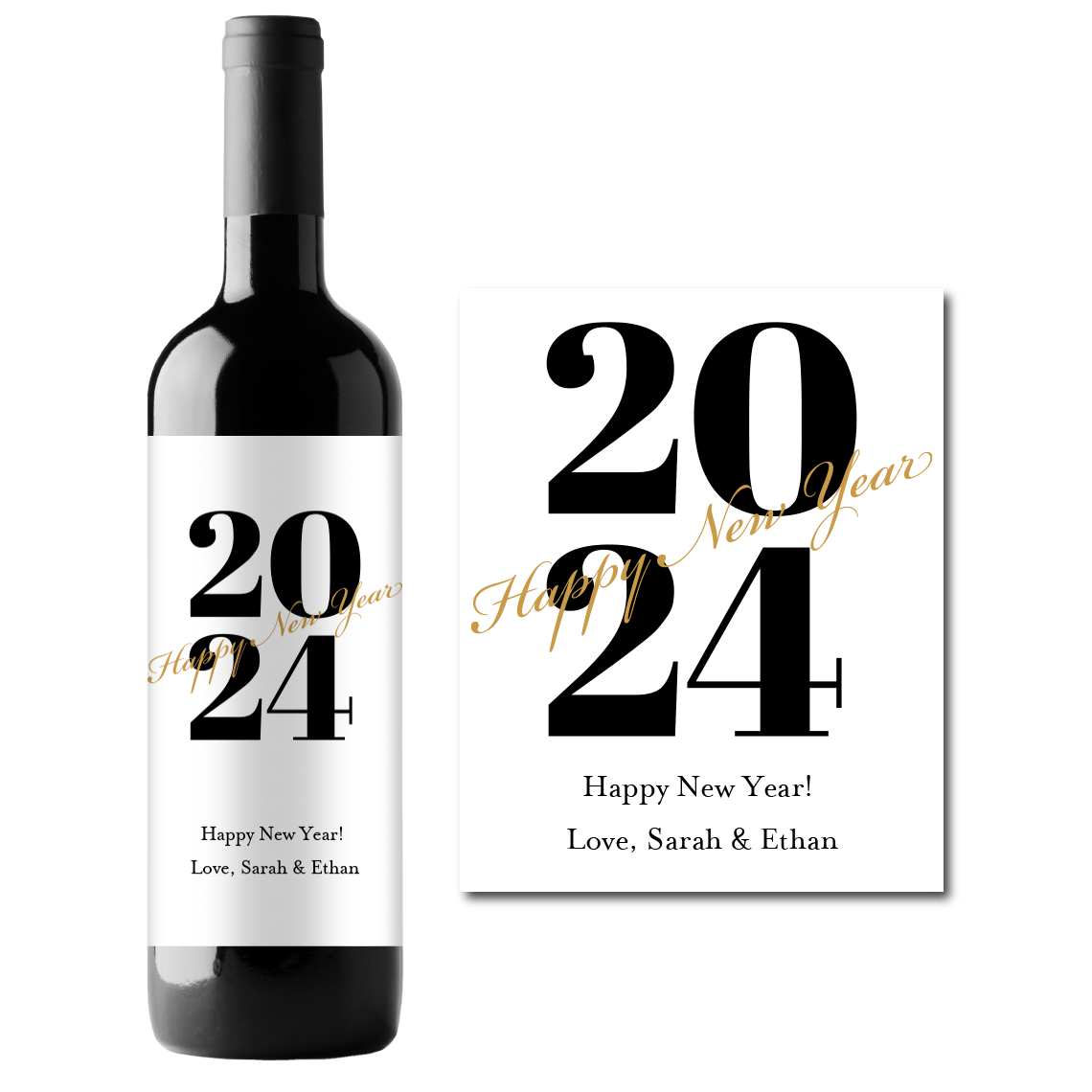 Happy New Year! Custom Personalized Wine Champagne Labels (set of 3)