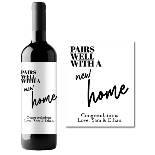 Pairs Well With A New Home Custom Personalized Wine Champagne Labels (set of 3)