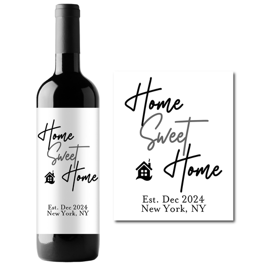 Home Sweet Home Custom Personalized Wine Champagne Labels (set of 3)