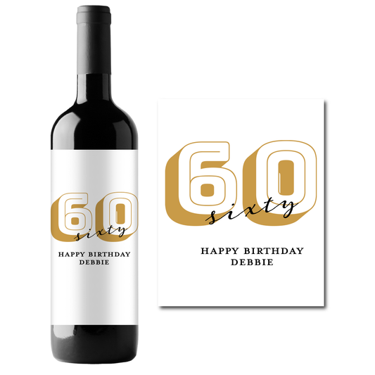 Sixty Birthday Custom Personalized Wine Champagne Labels (set of 3)