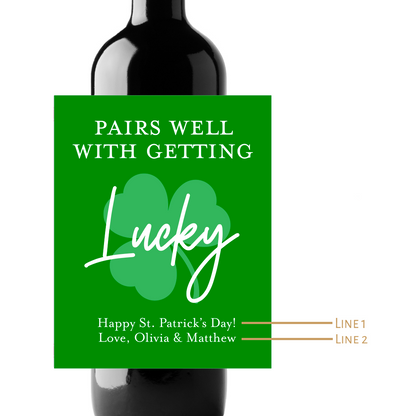 Pairs Well With Getting Lucky Custom Personalized Wine Champagne Labels (set of 3)