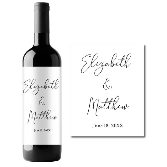 Simple Engagement Wedding Custom Personalized Wine Champagne Labels (set of 3)