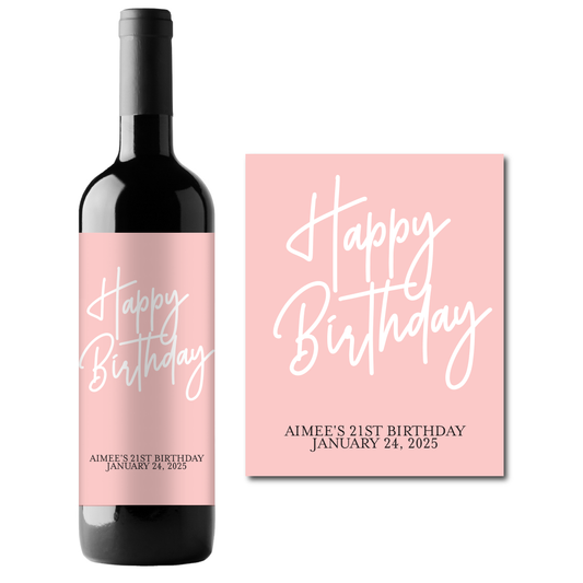 Happy Birthday Custom Personalized Wine Champagne Labels (set of 3)
