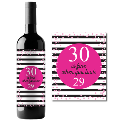 30th Birthday Theme Wine Champagne Labels (set of 4)