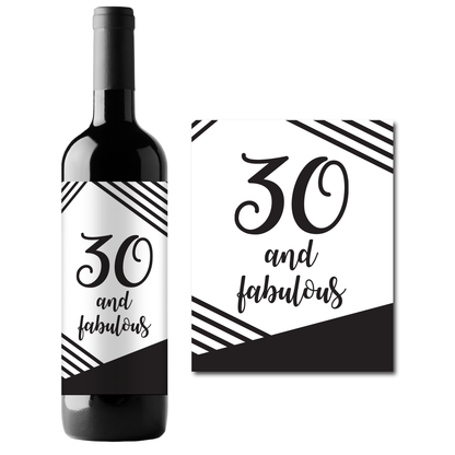 30th Birthday Theme Wine Champagne Labels (set of 4)