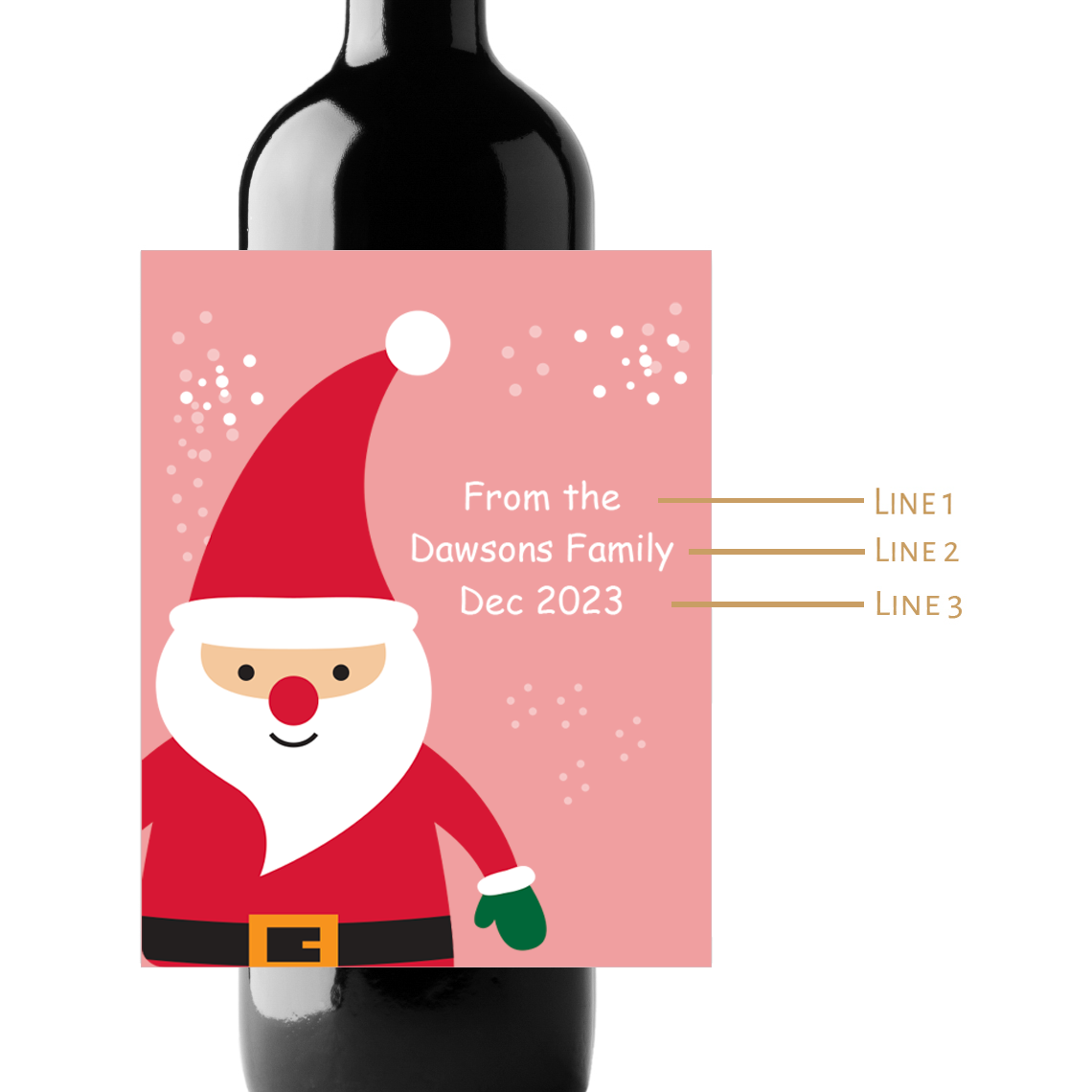 Santa Claus Holidays Custom Personalized Wine Champagne Labels (set of 3)