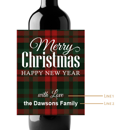 Merry Christmas Happy New Year Custom Personalized Wine Champagne Labels (set of 3)