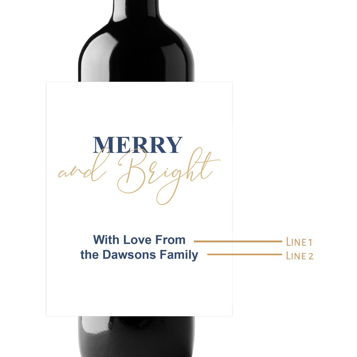 Merry and Bright Custom Personalized Wine Champagne Labels (set of 3)