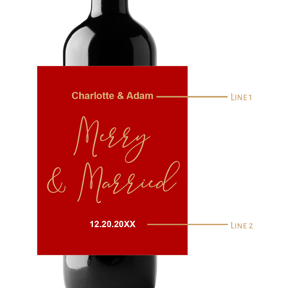 Merry and Married Wedding Custom Personalized Wine Champagne Labels (set of 3)