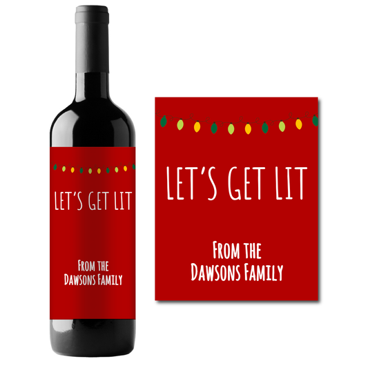Let's Get Lit Holidays Custom Personalized Wine Champagne Labels (set of 3)