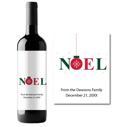Noel Holidays Custom Personalized Wine Champagne Labels (set of 3)