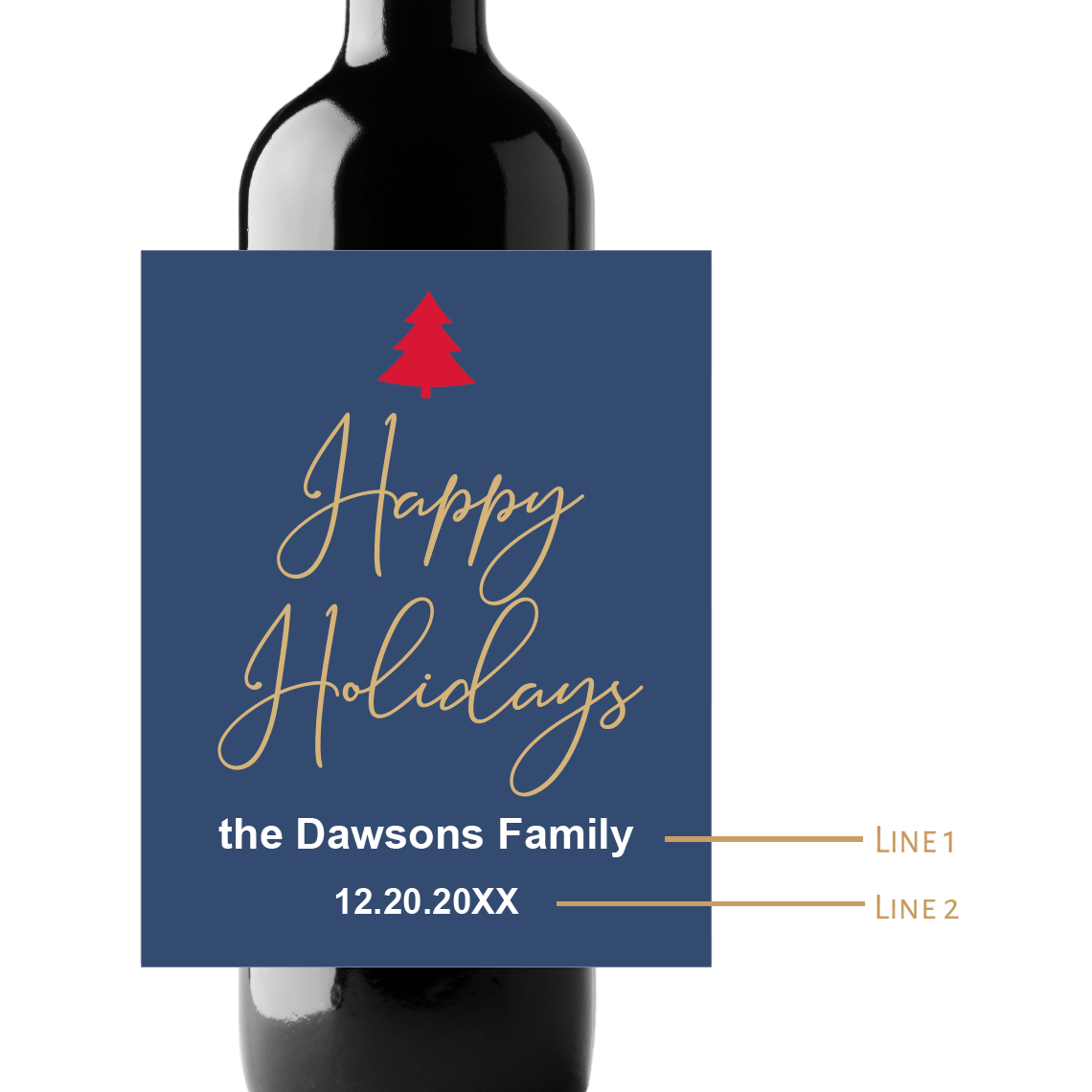 Happy Holidays Custom Personalized Wine Champagne Labels (set of 3)