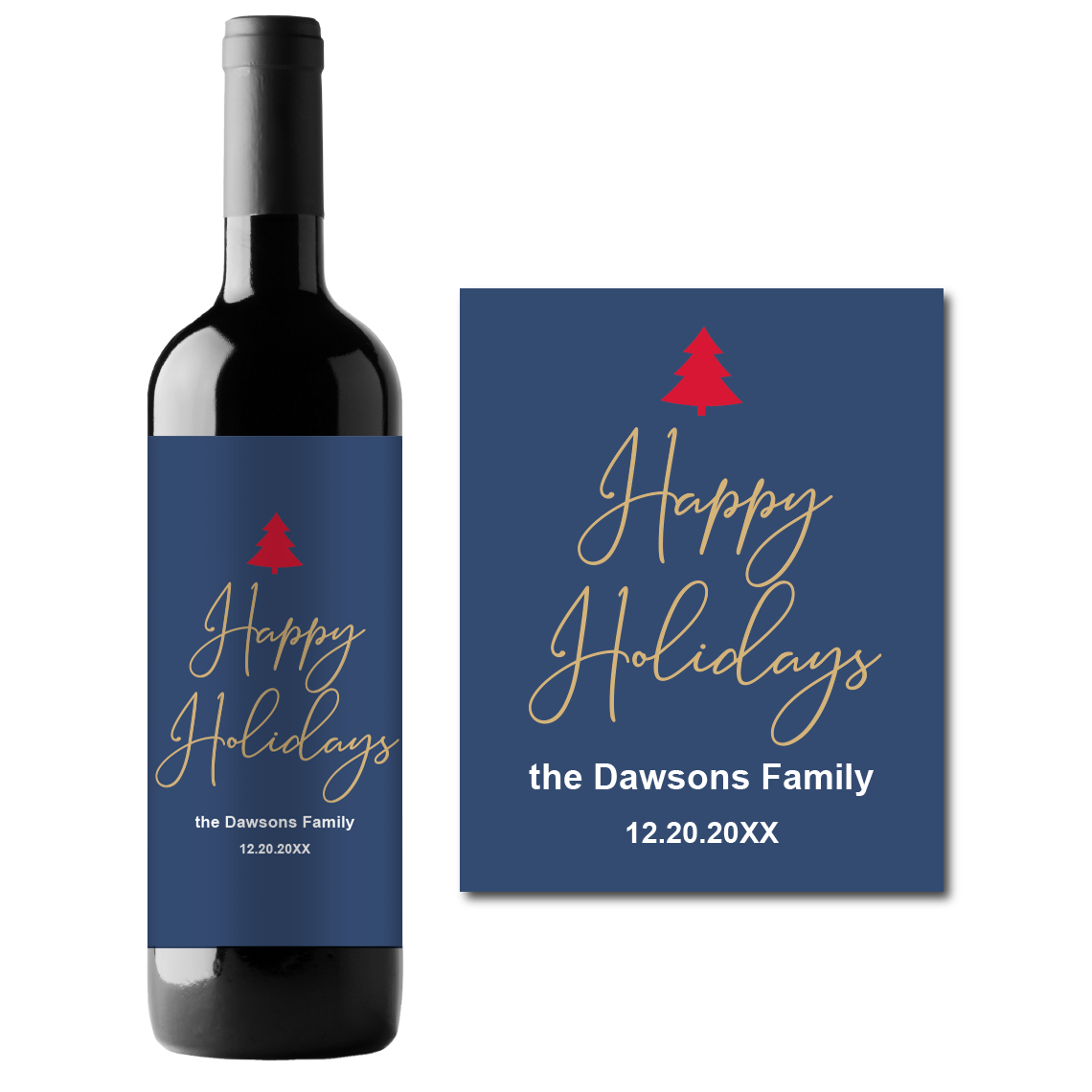 Happy Holidays Custom Personalized Wine Champagne Labels (set of 3)