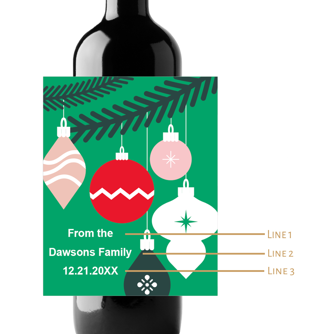 Christmas Ornaments Holidays Custom Personalized Wine Champagne Labels (set of 3)