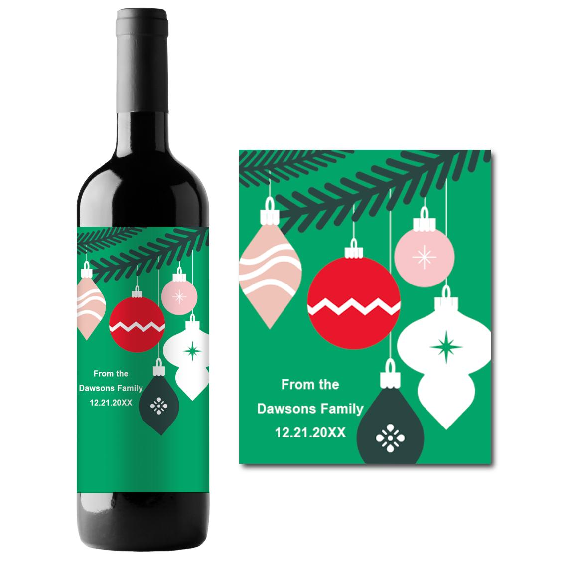 Christmas Ornaments Holidays Custom Personalized Wine Champagne Labels (set of 3)