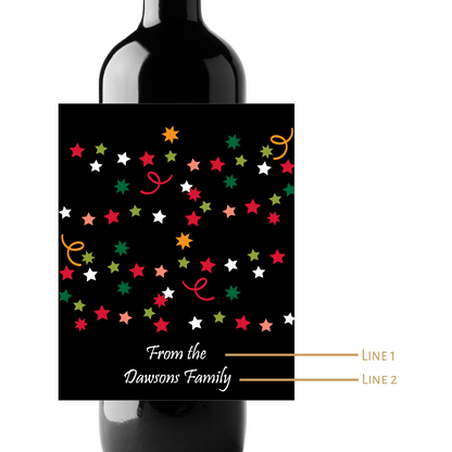 Stars and Confetti Celebration Custom Personalized Wine Champagne Labels (set of 3)