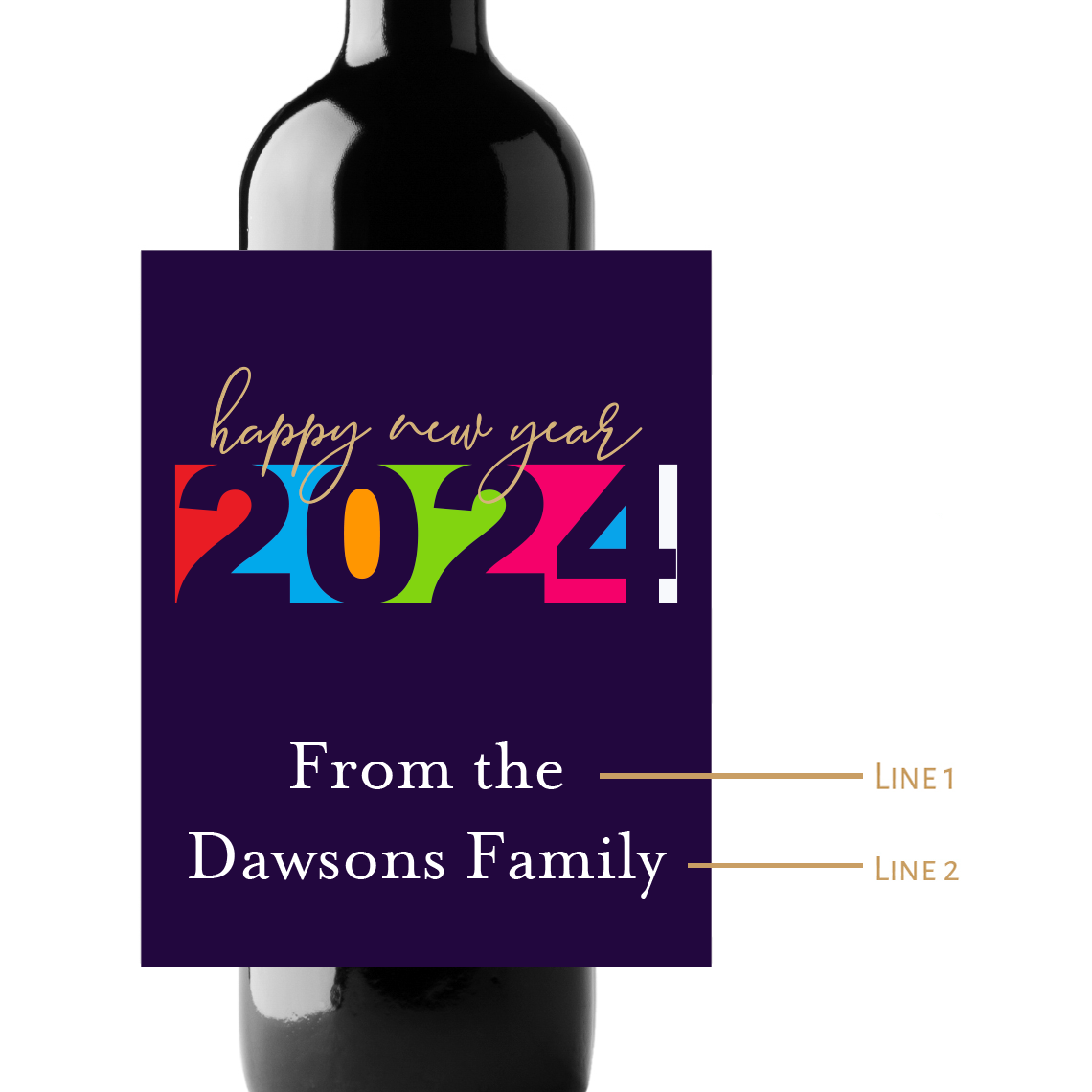 Happy New Year Custom Personalized Wine Champagne Labels (set of 3)