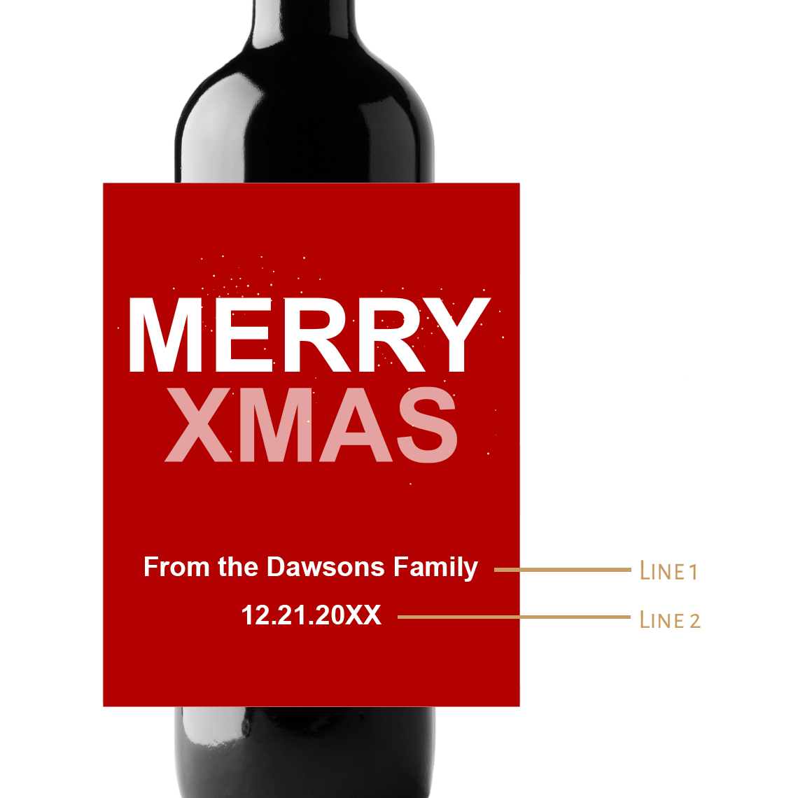 Merry Xmas Custom Personalized Wine Champagne Labels (set of 3)