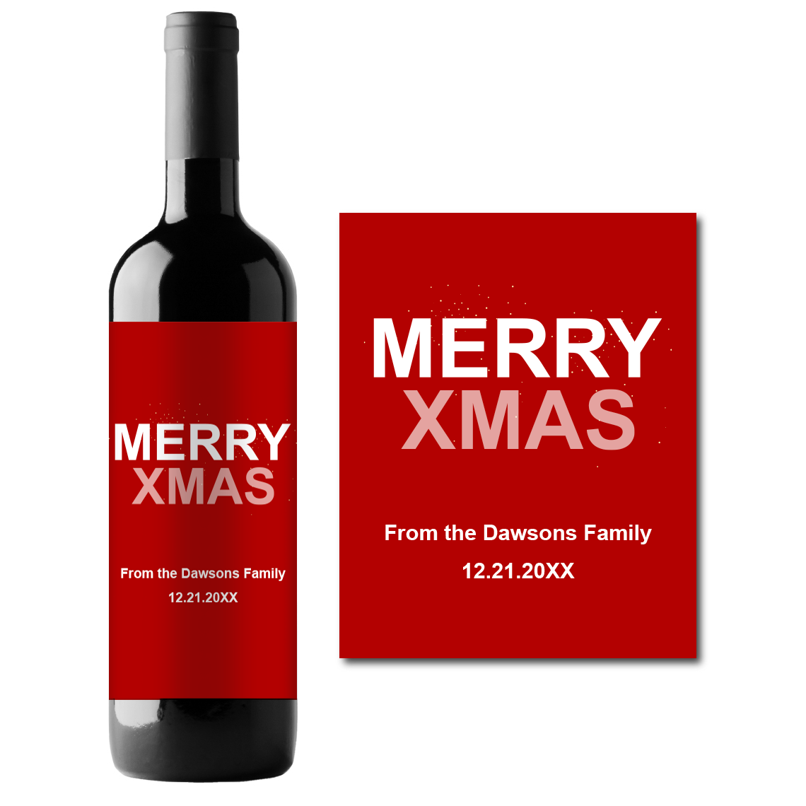 Merry Xmas Custom Personalized Wine Champagne Labels (set of 3)