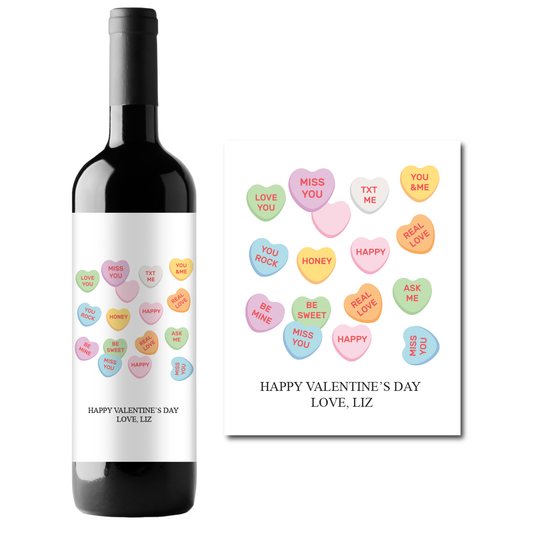 Valentine's Day Hearts Custom Personalized Wine Champagne Labels (set of 3)