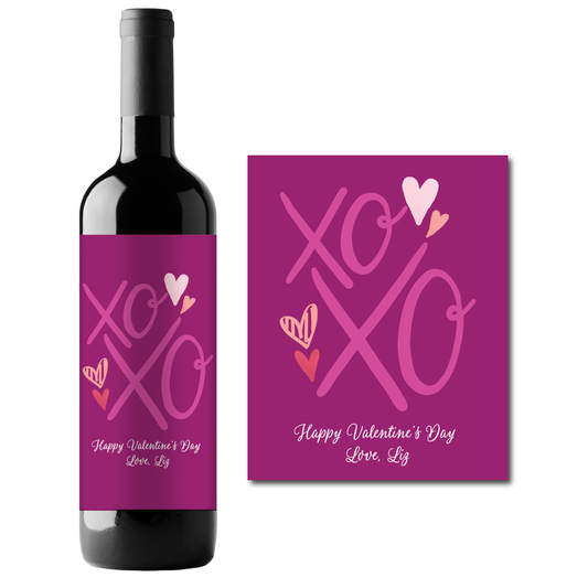 XOXO Valentine's Day Custom Personalized Wine Champagne Labels (set of 3)