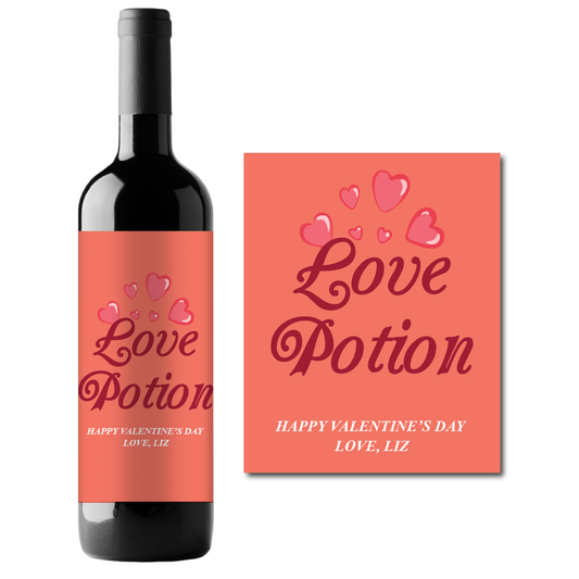 Love Potion Valentine's Day Custom Personalized Wine Champagne Labels (set of 3)
