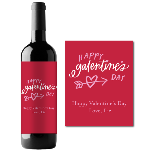 Happy Valentine's Day Love Arrow Custom Personalized Wine Champagne Labels (set of 3)