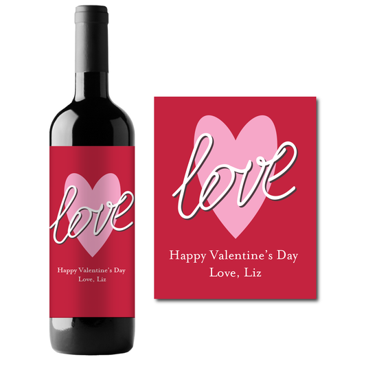 Love Heart Valentine's Day Custom Personalized Wine Champagne Labels (set of 3)