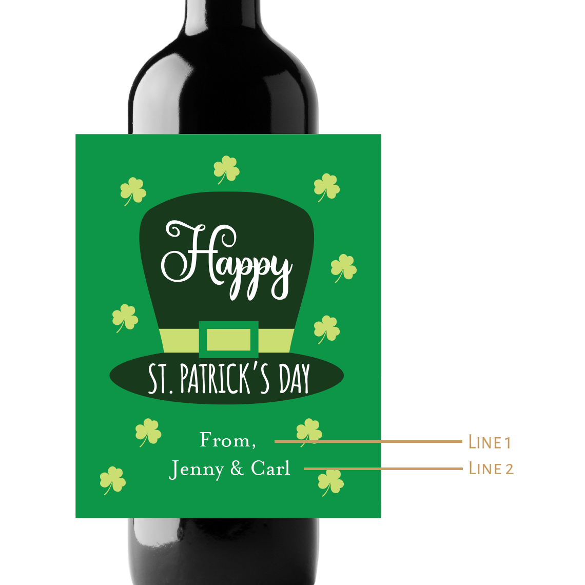 Happy St. Patrick's Day Custom Personalized Wine Champagne Labels (set of 3)