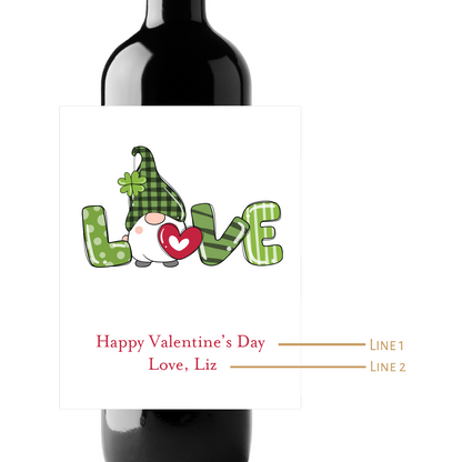 Love Gnome Valentine's Day Custom Personalized Wine Champagne Labels (set of 3)