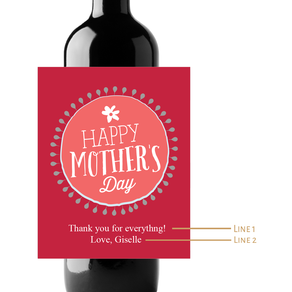 Happy Mother's Day Custom Personalized Wine Champagne Labels (set of 3)