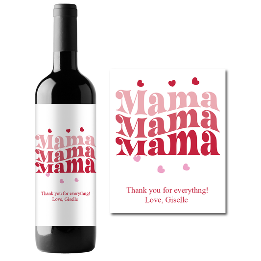 Mama Mother's Day Custom Personalized Wine Champagne Labels (set of 3)