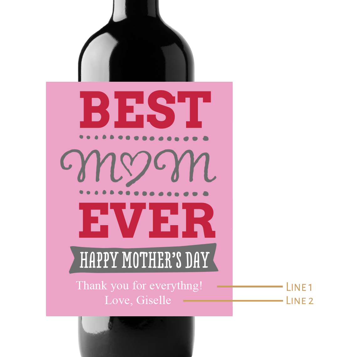 Best Mom Ever Custom Personalized Wine Champagne Labels (set of 3)