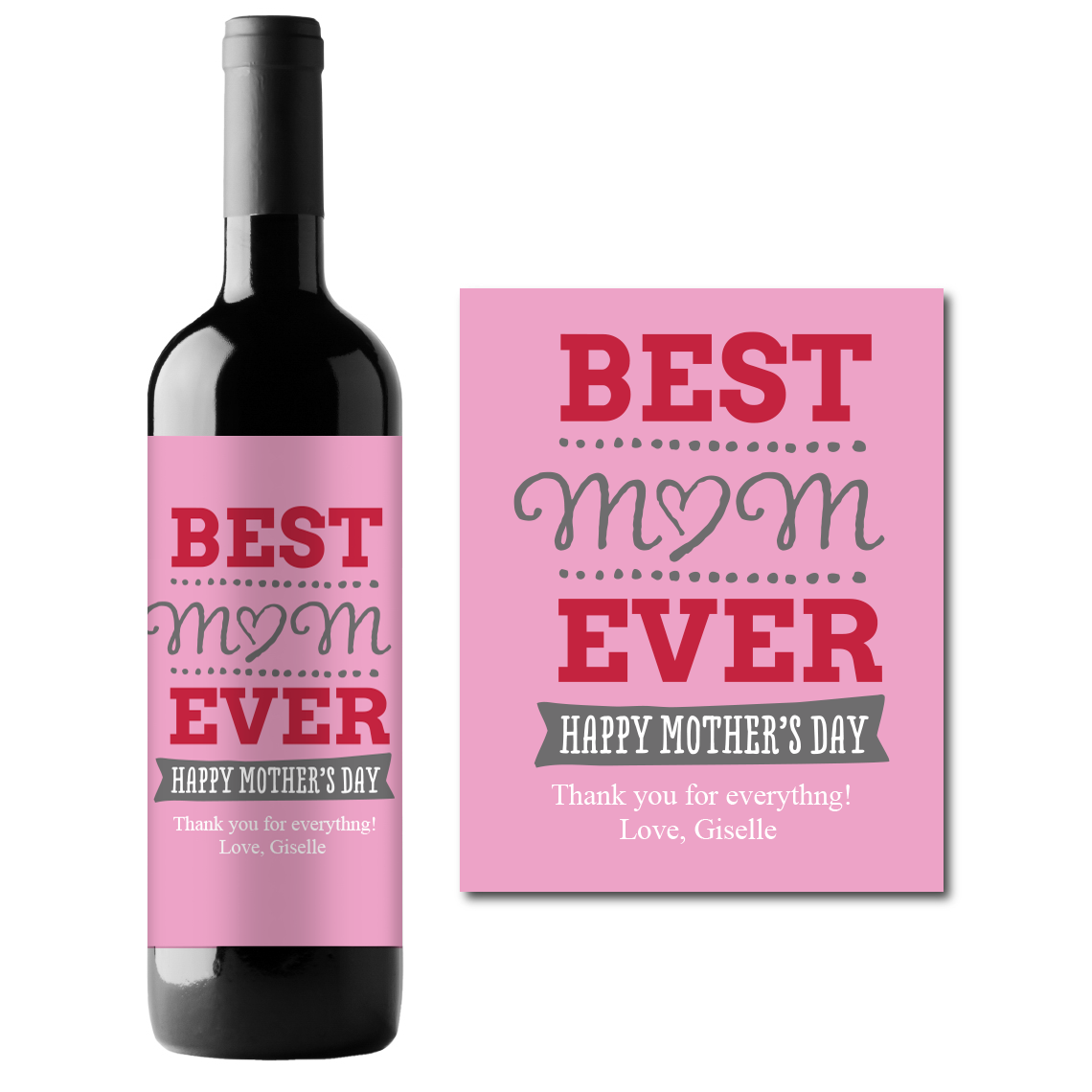 Best Mom Ever Custom Personalized Wine Champagne Labels (set of 3)