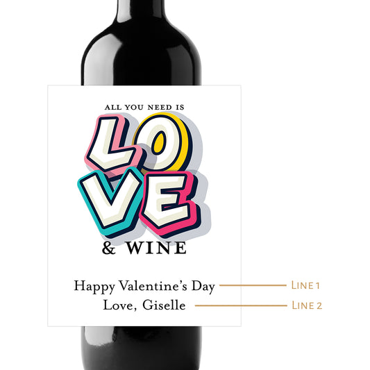 LOVE & WINE Custom Personalized Wine Champagne Labels (set of 3)